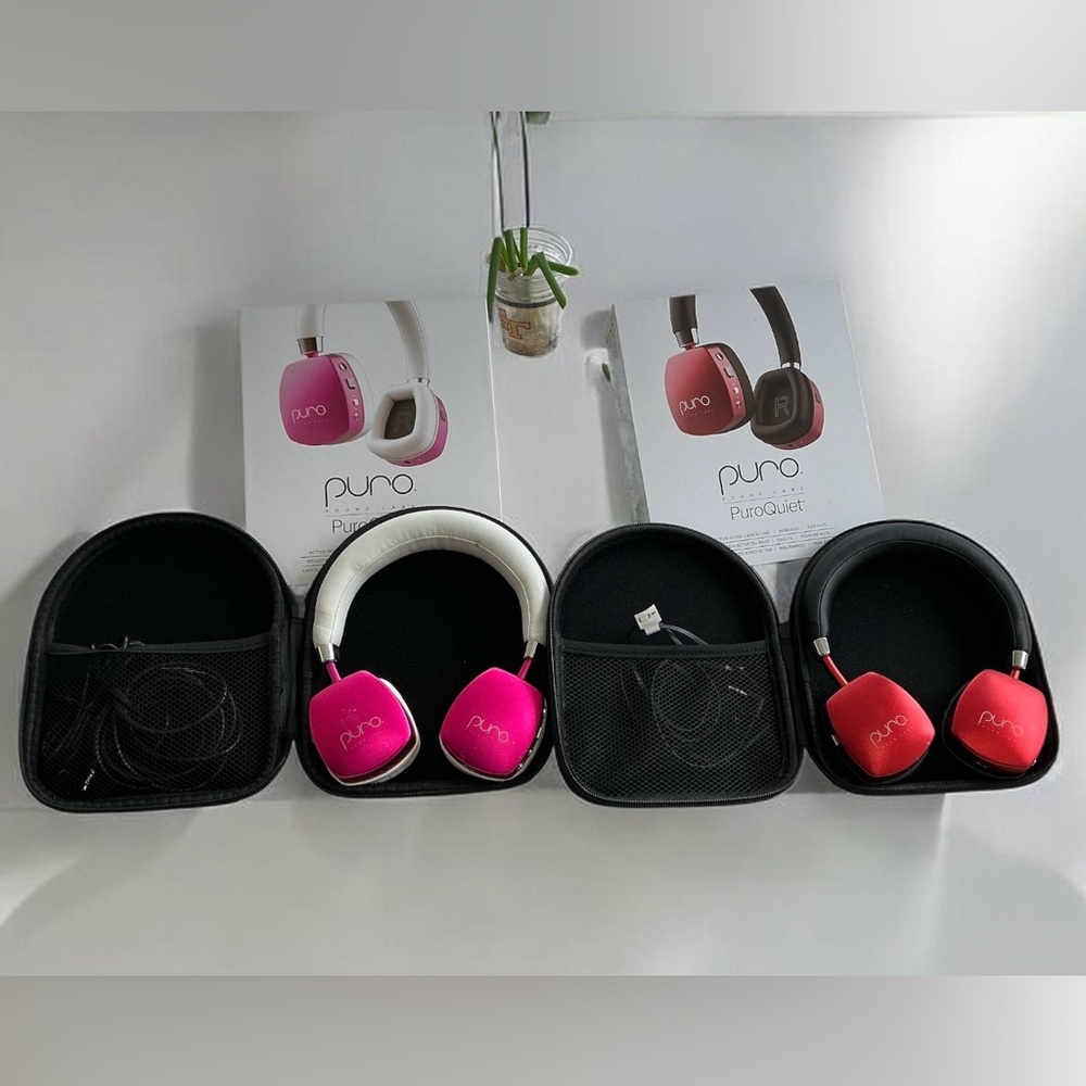 Pur Pink and Red Wireless Headphones